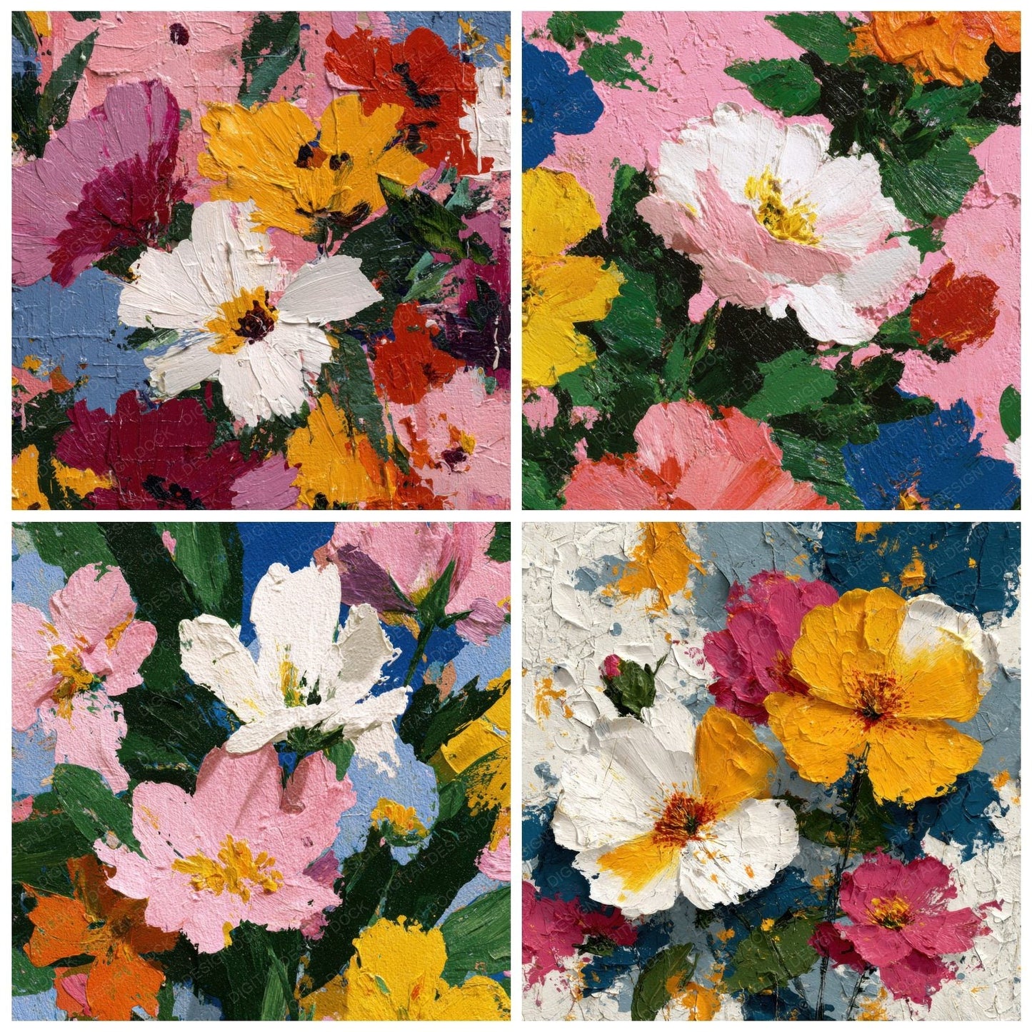 De Kooning Floral Gesture Background Digital Paper Pack (DDD000245)
