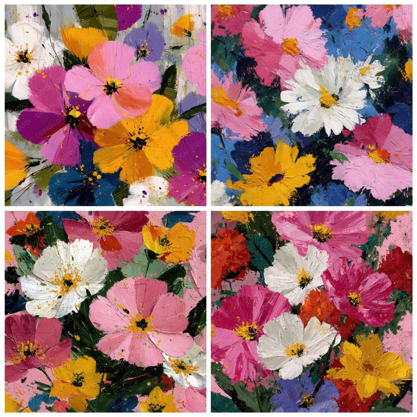 De Kooning Floral Gesture Background Digital Paper Pack (DDD000245)