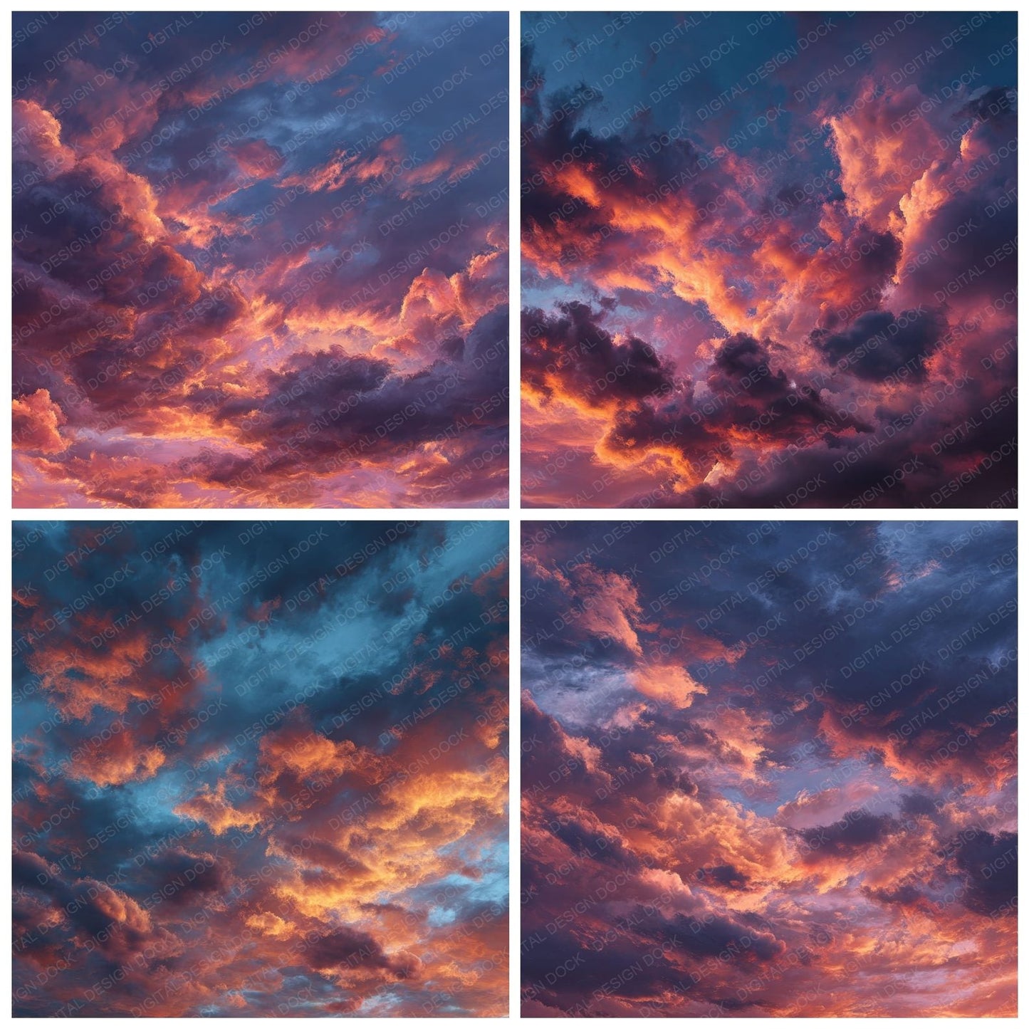 Dramatic Evening Sunset Background Digital Paper Pack (DDD000246)