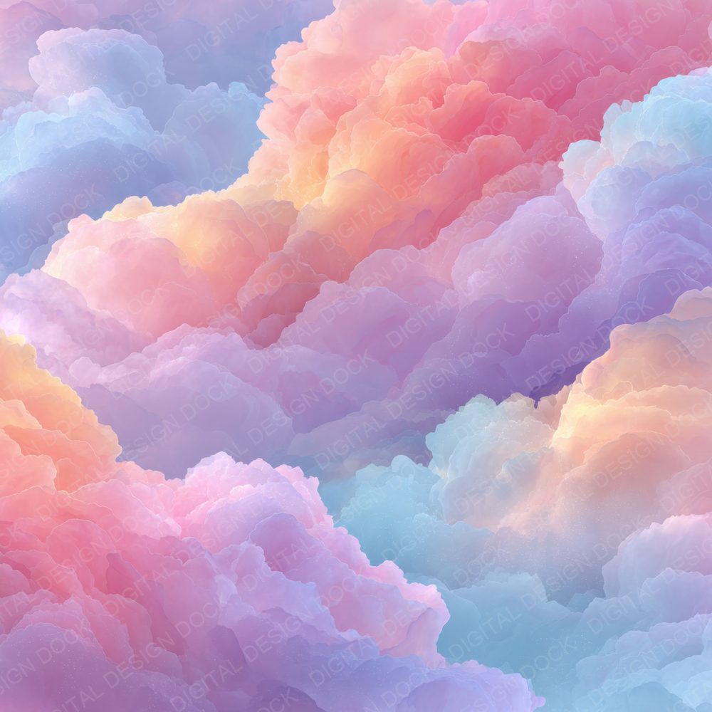 Dream Pastel Script Cloud Background Digital Paper Pack (DDD000247)
