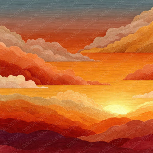 Golden Hour Script Cloud Background Digital Paper Pack (DDD000248)