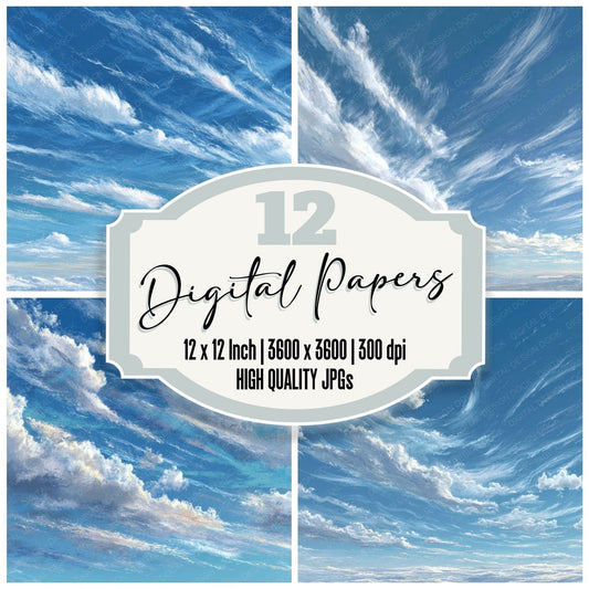 High Altitude Script Cloud Background Digital Paper Pack (DDD000250)