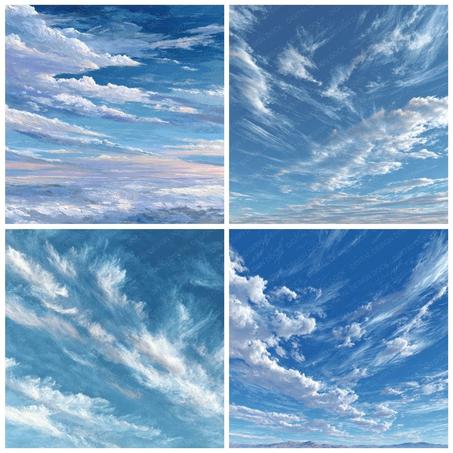 High Altitude Script Cloud Background Digital Paper Pack (DDD000250)