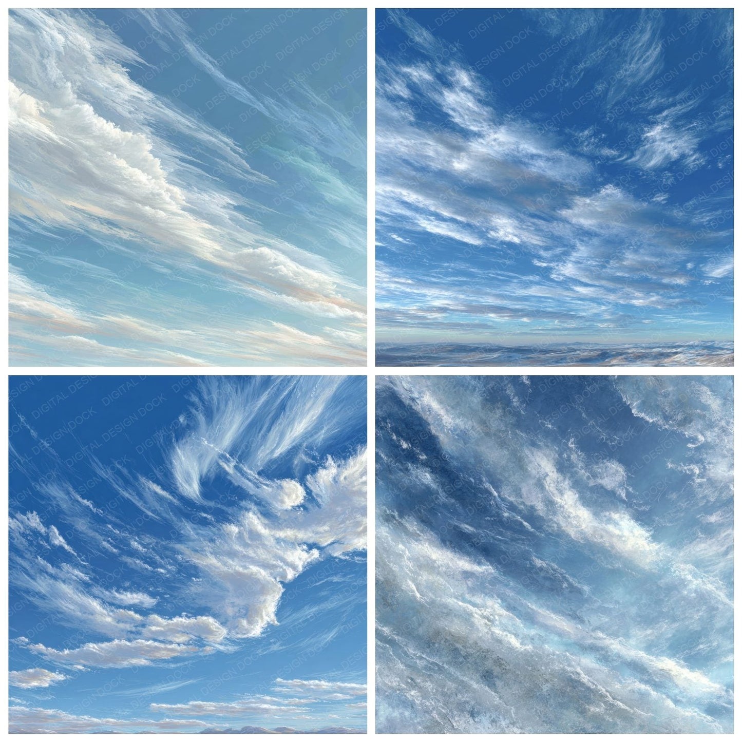 High Altitude Script Cloud Background Digital Paper Pack (DDD000250)