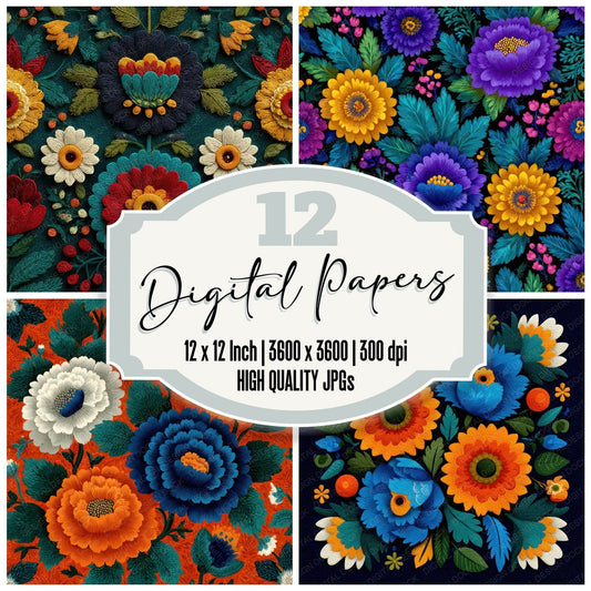 Kahlo Symbolic Floral Background Digital Paper Pack (DDD000251)