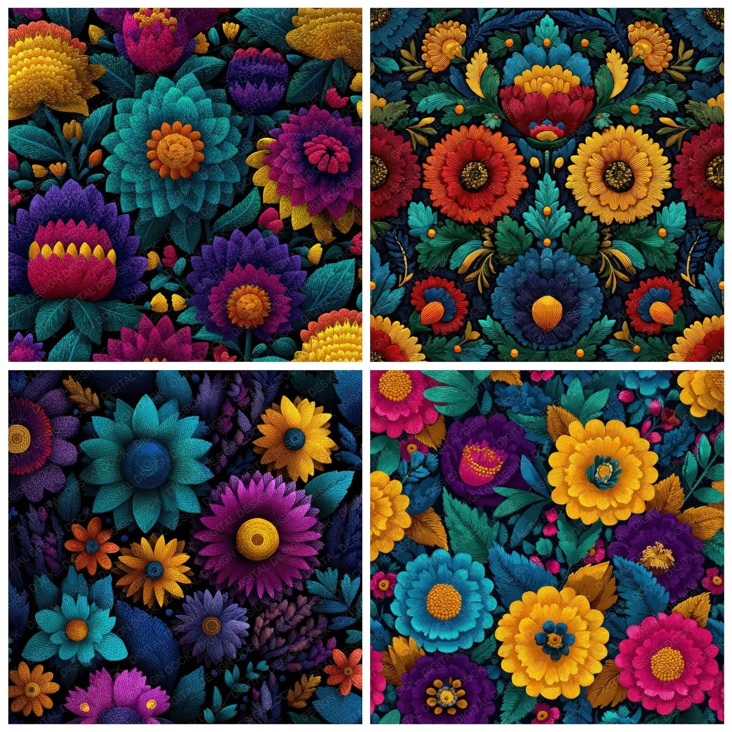 Kahlo Symbolic Floral Background Digital Paper Pack (DDD000251)