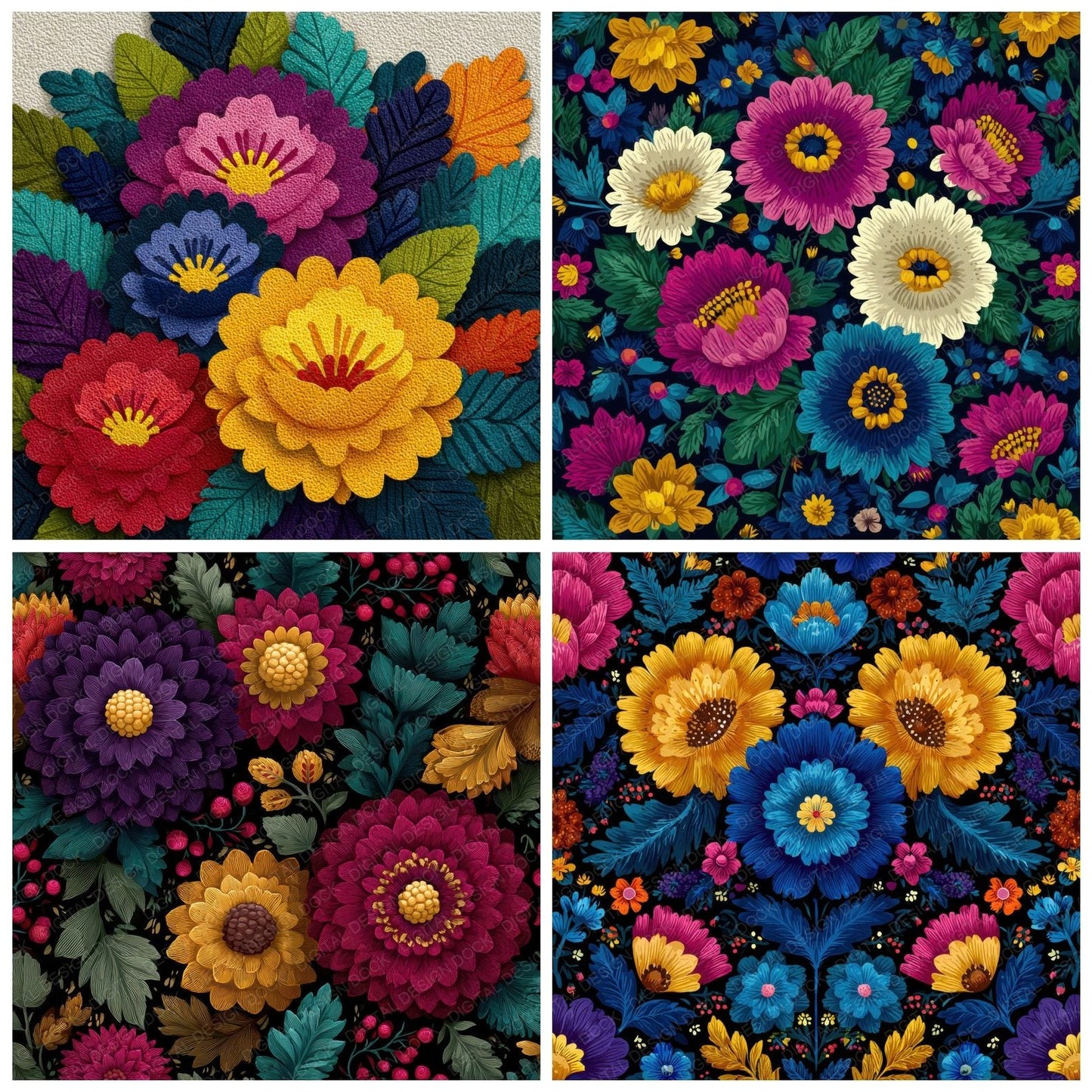 Kahlo Symbolic Floral Background Digital Paper Pack (DDD000251)