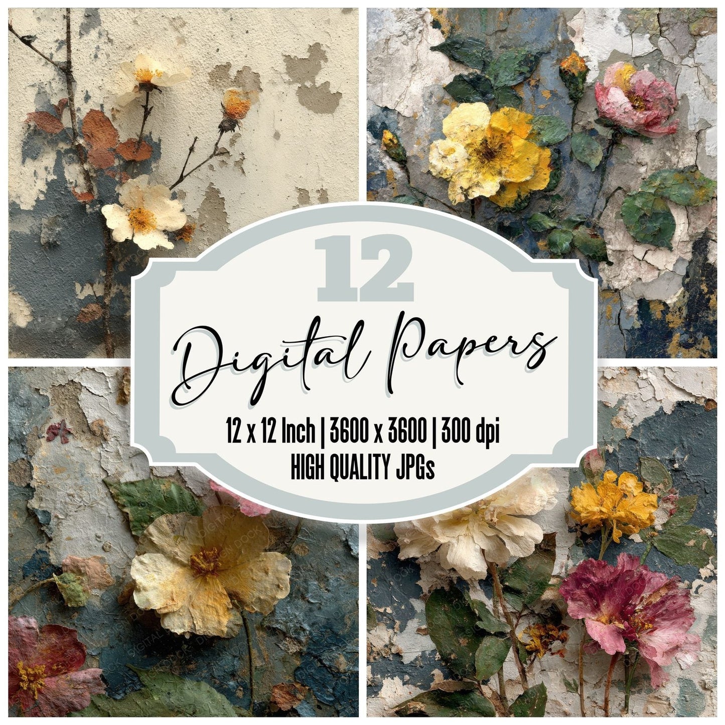 Kiefer Textured Floral Background Digital Paper Pack (DDD000252)