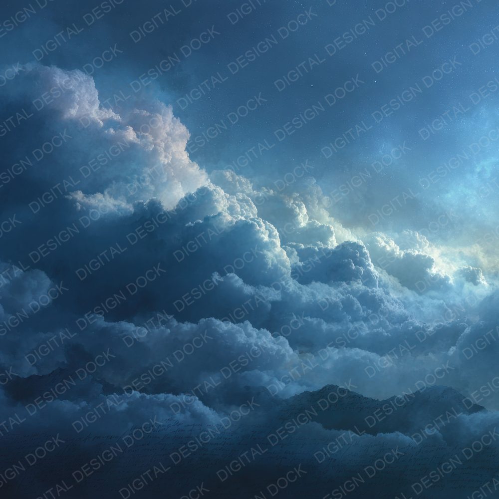 Midnight Script Cloud Background Digital Paper Pack (DDD000253)