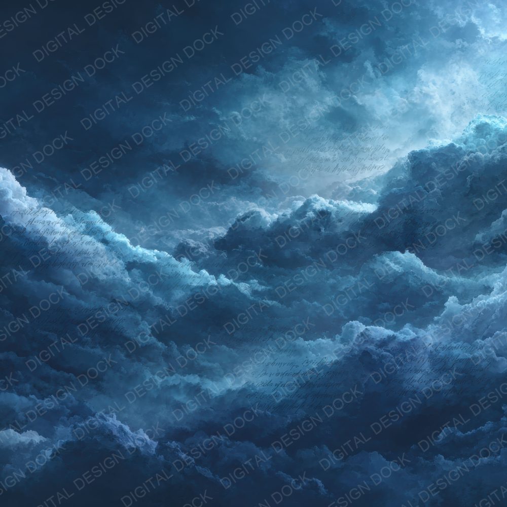 Midnight Script Cloud Background Digital Paper Pack (DDD000253)