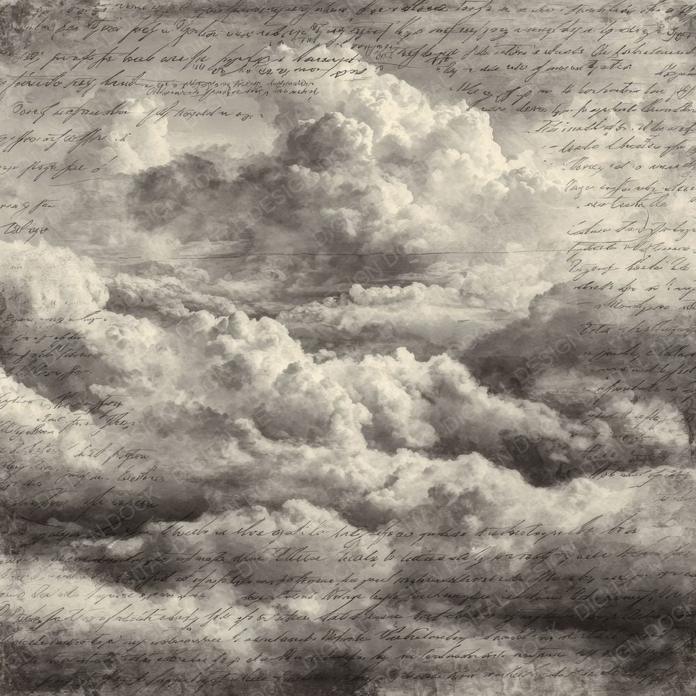 Monochrome Script Cloud Background Digital Paper Pack (DDD000254)