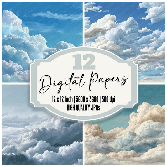 Morning Stratus Script Cloud Background Digital Paper Pack (DDD000255)