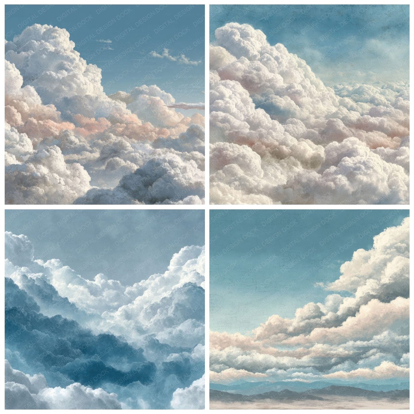 Morning Stratus Script Cloud Background Digital Paper Pack (DDD000255)