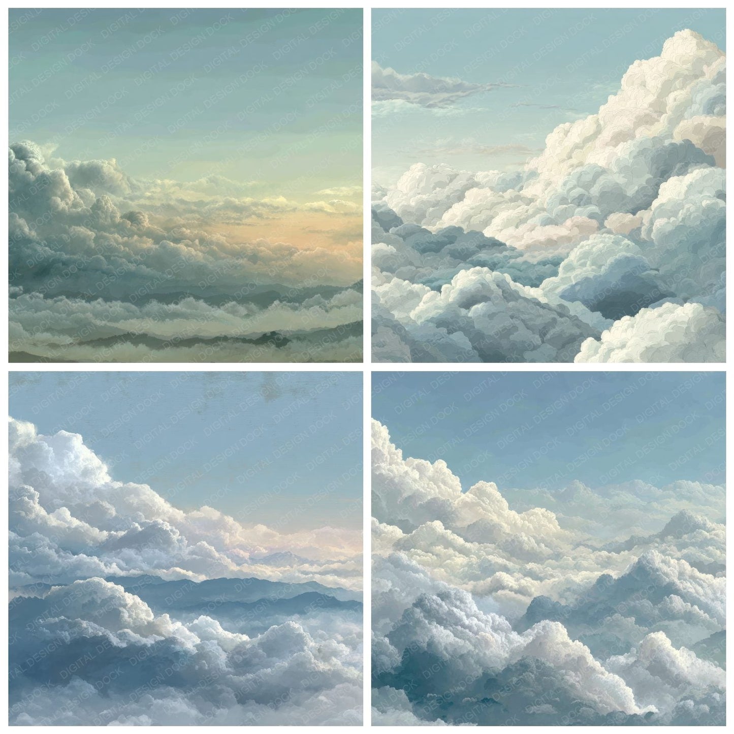 Morning Stratus Script Cloud Background Digital Paper Pack (DDD000255)