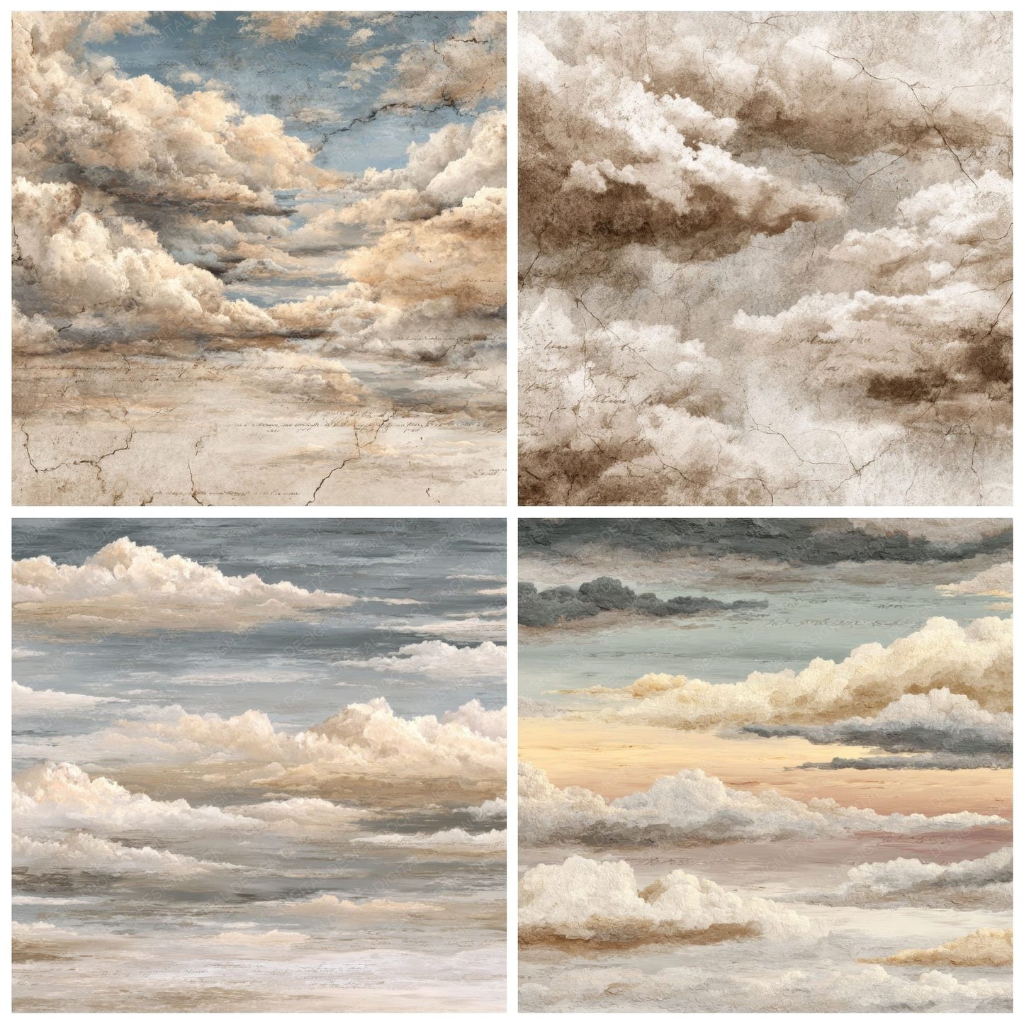 Overcast Script Cloud Background Digital Paper Pack (DDD000256)