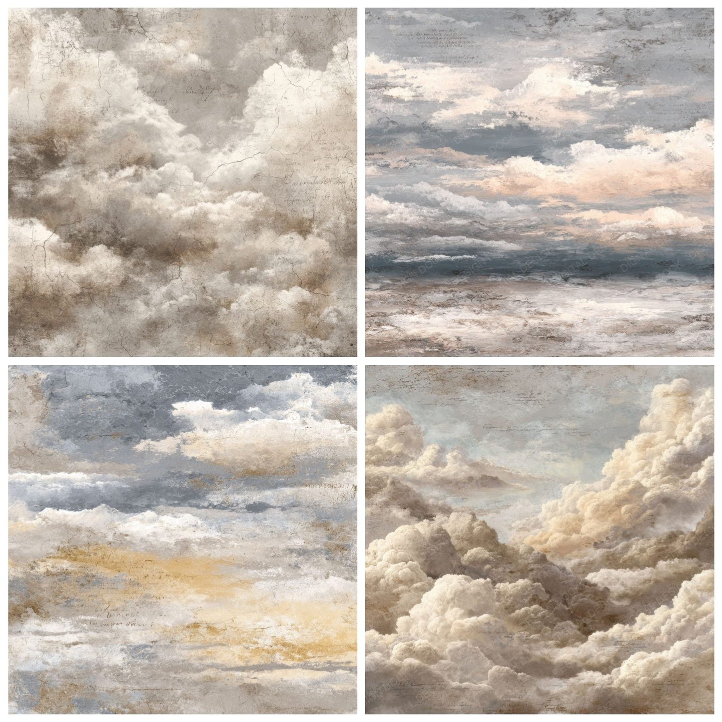 Overcast Script Cloud Background Digital Paper Pack (DDD000256)