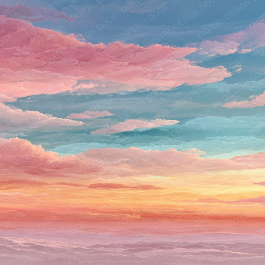 Pastel Sunset Sky Background Digital Paper Pack (DDD000257)