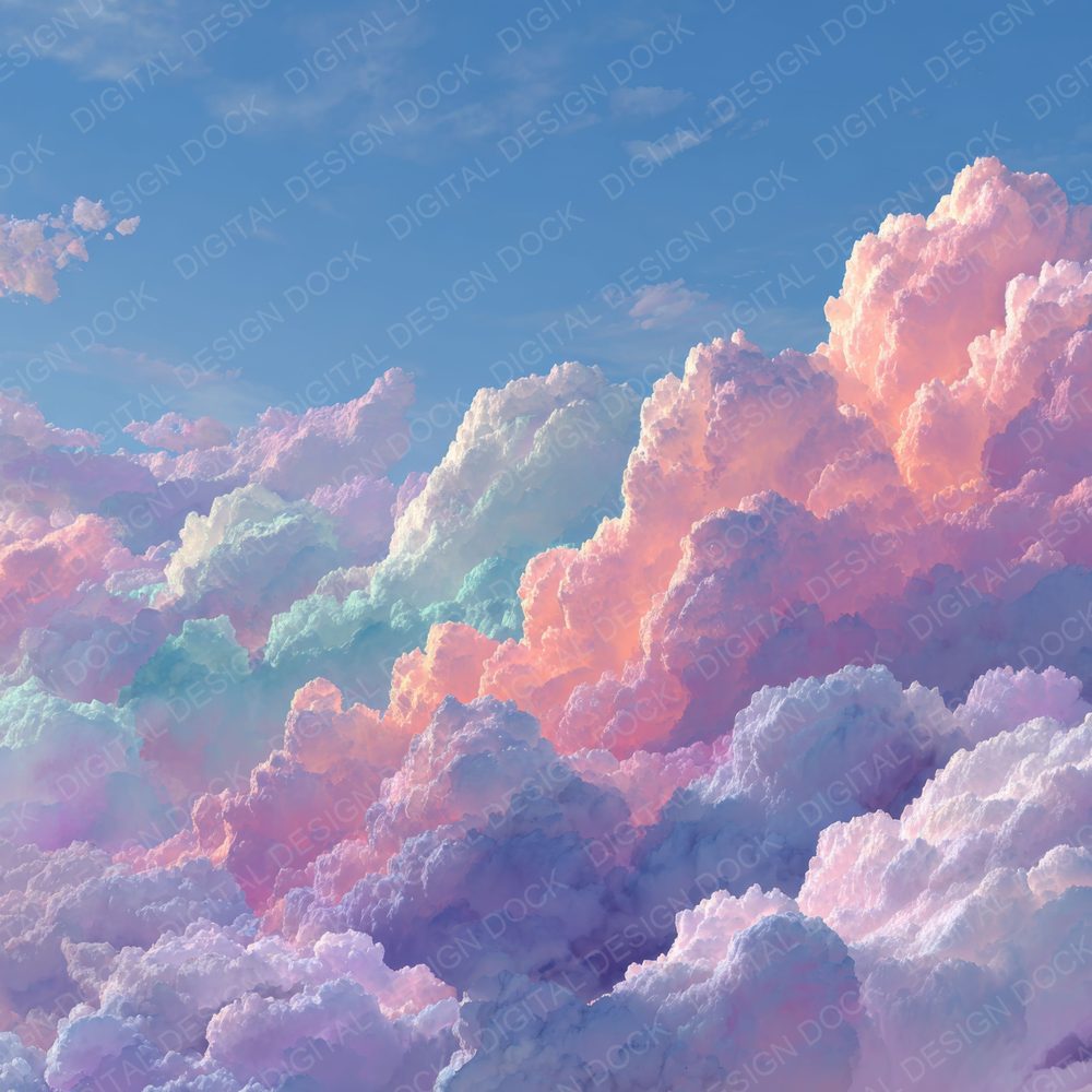 Surreal Pastel Script Cloud Background Digital Paper Pack (DDD000260)