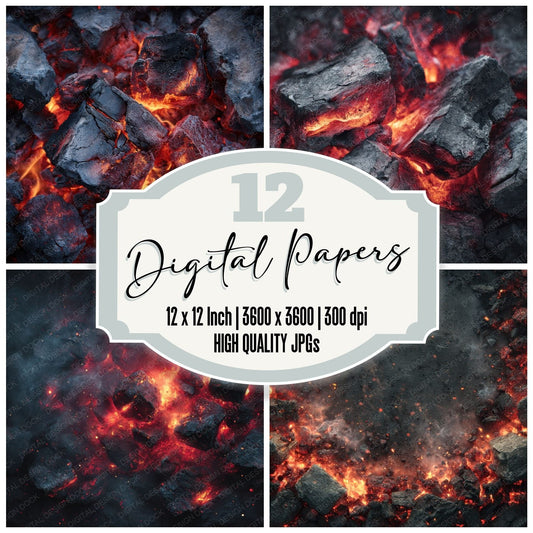 Burning Coal Overhead Background Digital Paper Pack (DDD000264)