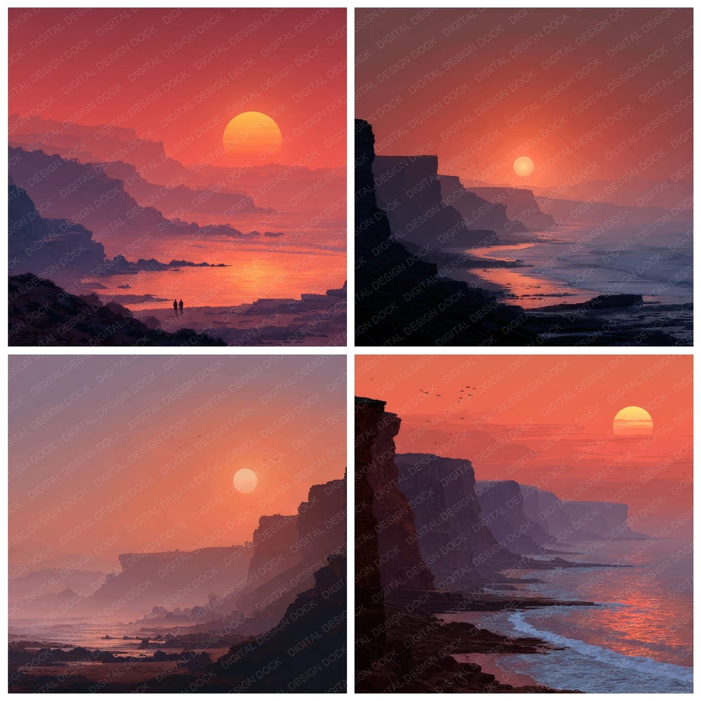 Cliffline Dusk Sunset Background Digital Paper Pack (DDD000265)