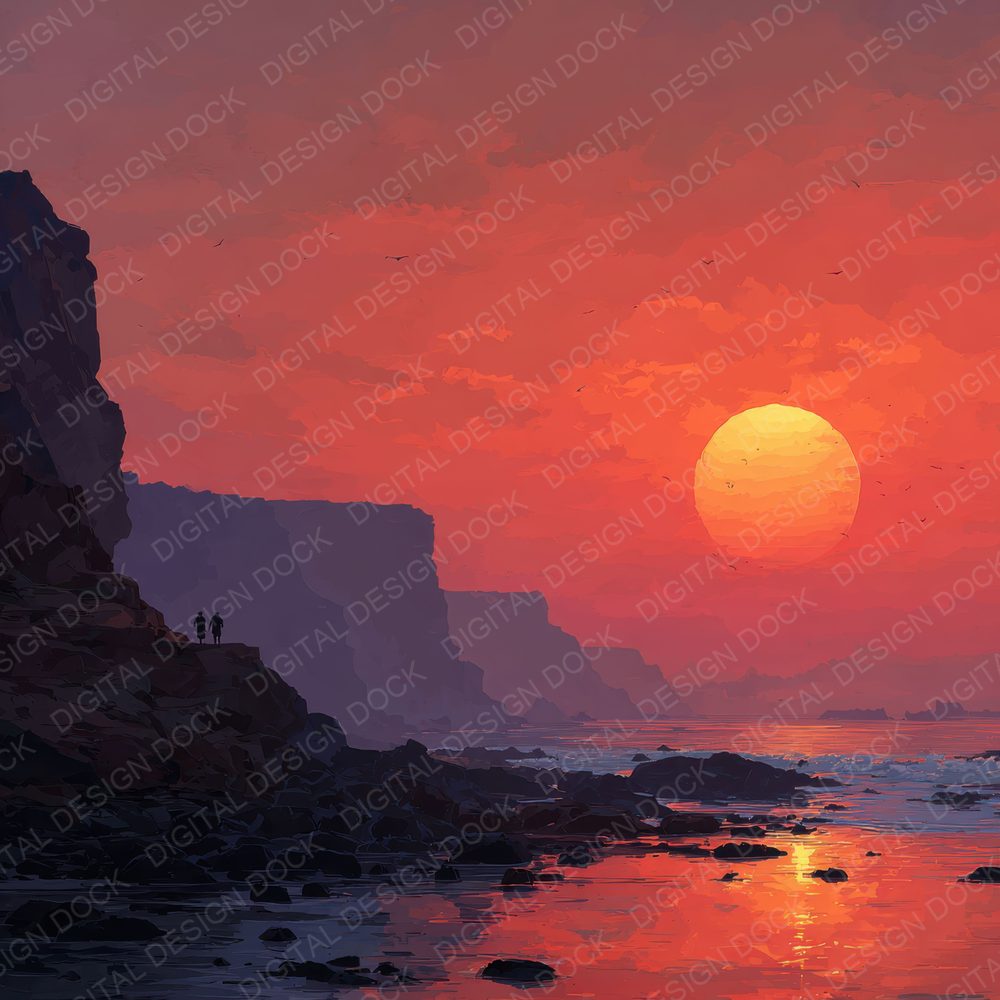 Cliffline Dusk Sunset Background Digital Paper Pack (DDD000265)