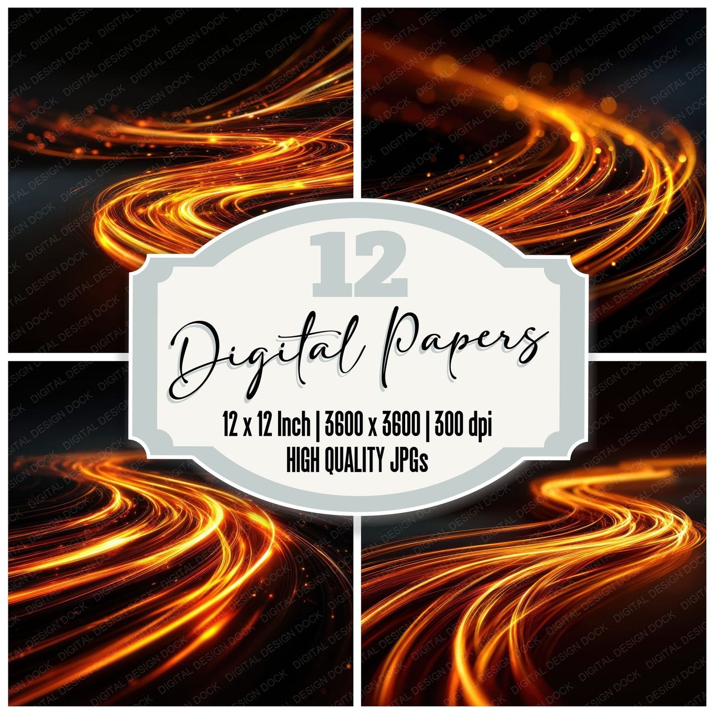 Fire Light Trails Background Digital Paper Pack (DDD000267)