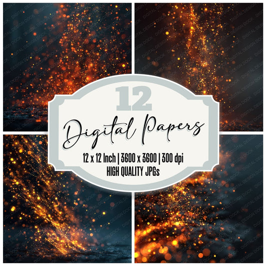 Floating Sparks Fire Background Digital Paper Pack (DDD000268)