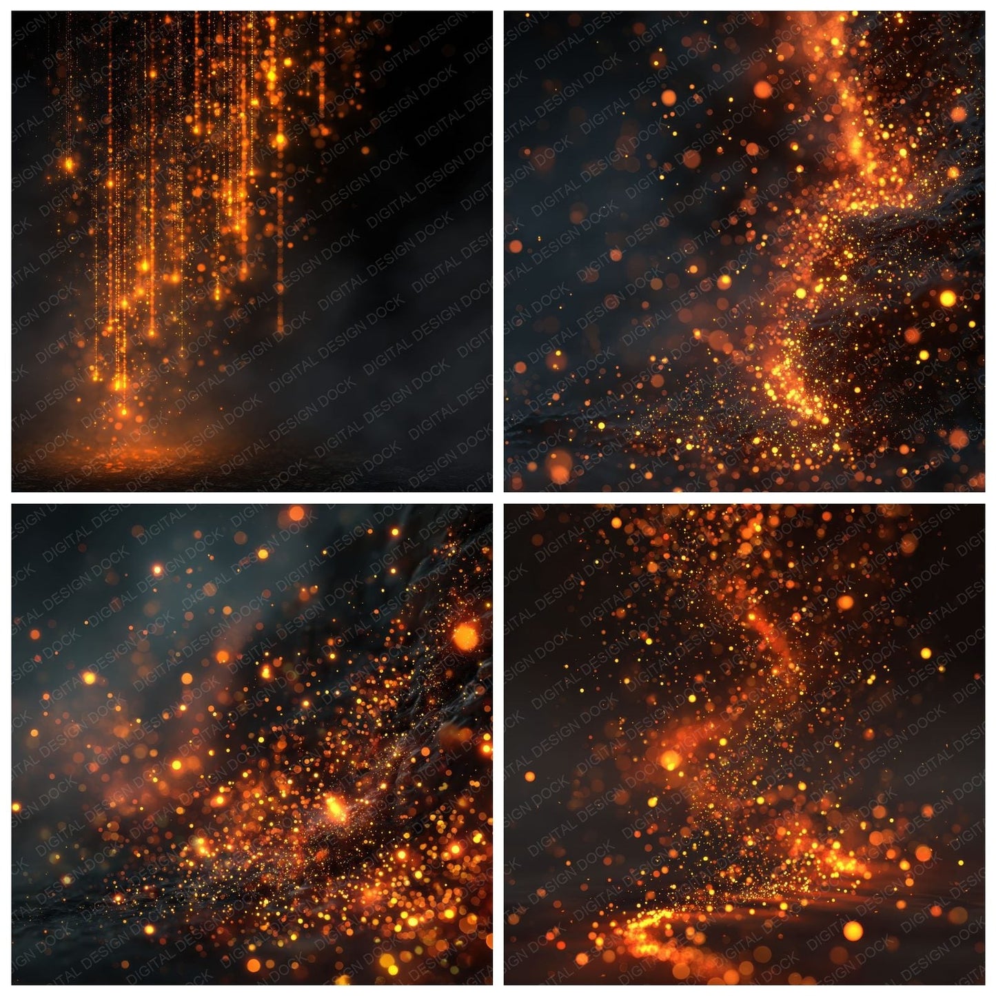 Floating Sparks Fire Background Digital Paper Pack (DDD000268)