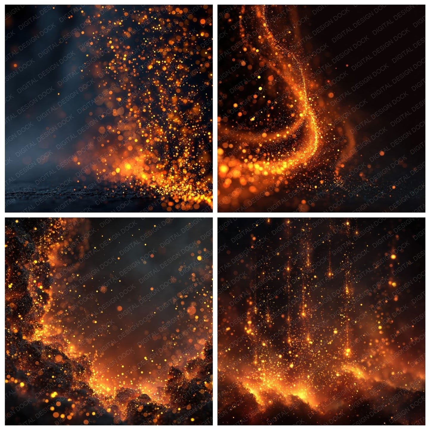 Floating Sparks Fire Background Digital Paper Pack (DDD000268)