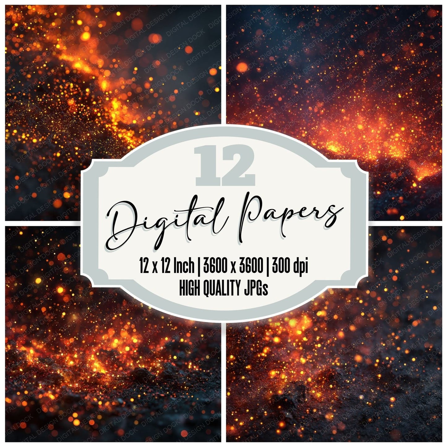 Glowing Ember Field Background Digital Paper Pack (DDD000269)