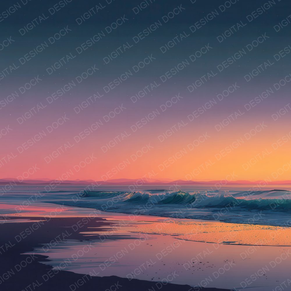 Minimal Beach Sunset Background Digital Paper Pack (DDD000271)