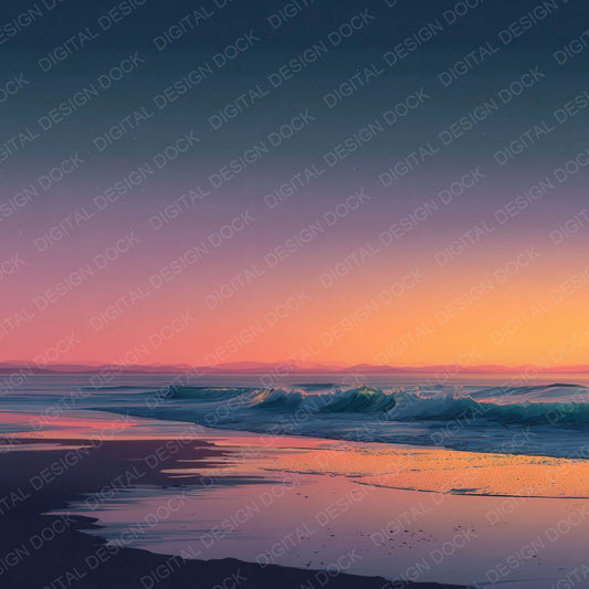 Minimal Beach Sunset Background Digital Paper Pack (DDD000271)