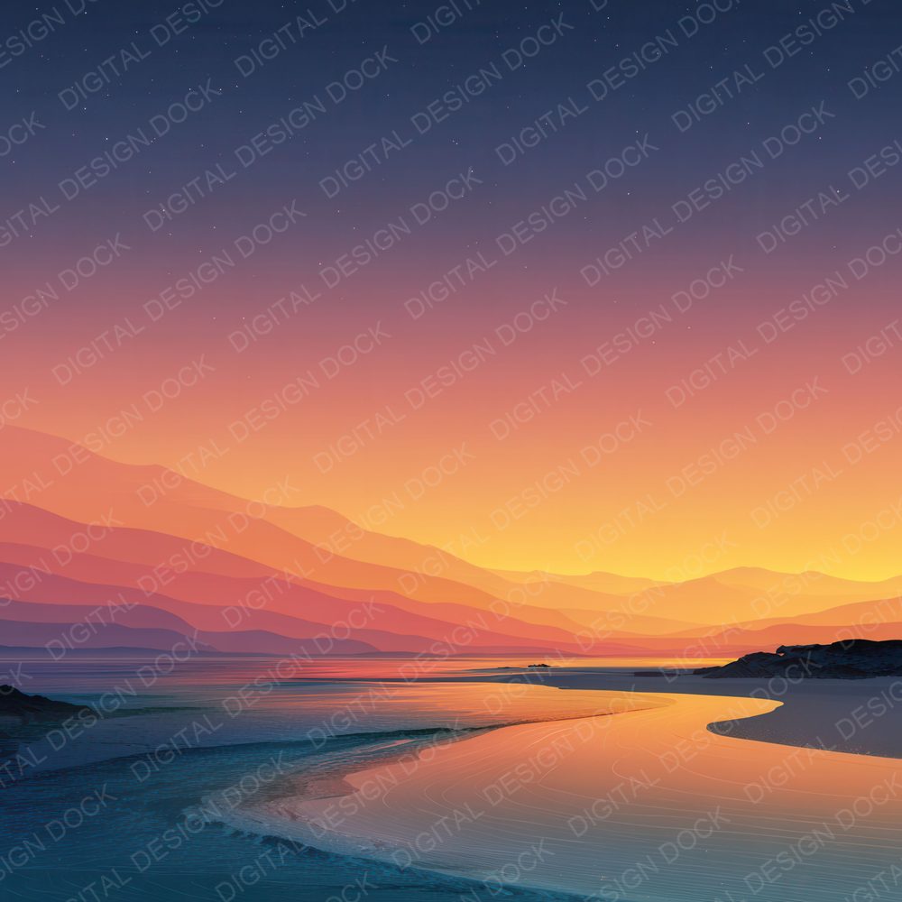Minimal Beach Sunset Background Digital Paper Pack (DDD000271)