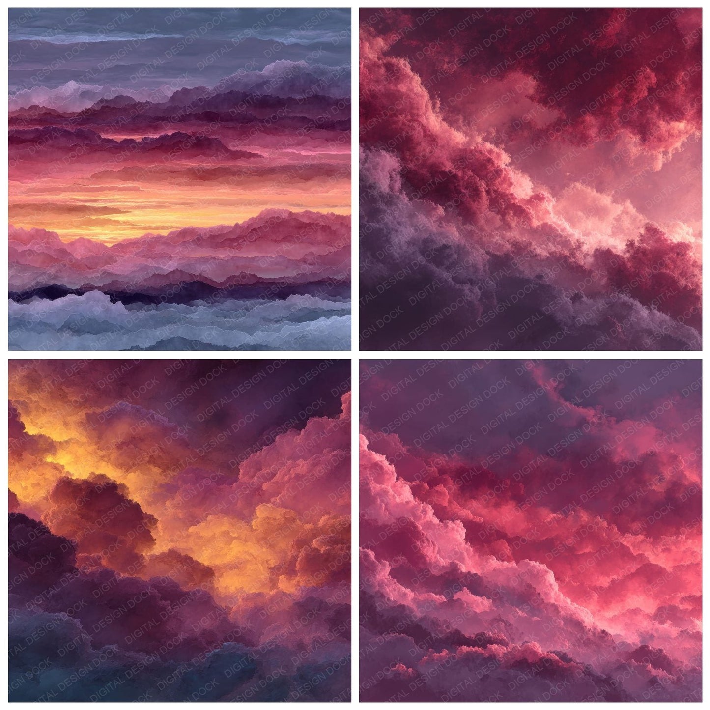Moody Sunset Cloud Background Digital Paper Pack (DDD000274)