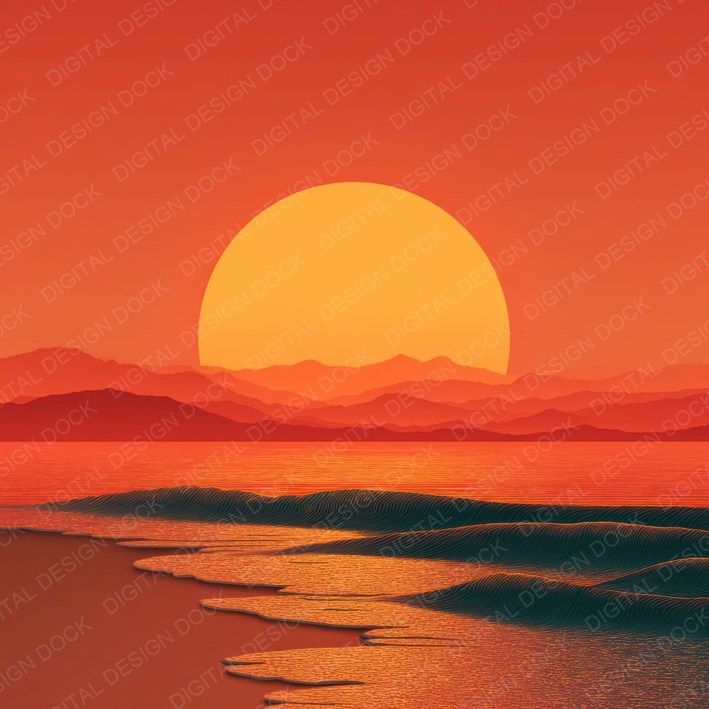 Ocean Horizon Sunset Background Digital Paper Pack (DDD000275)