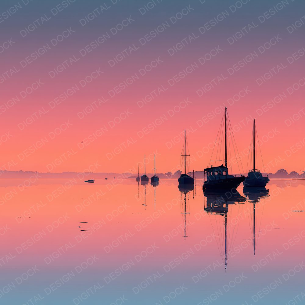 Sailboat Silhouette Sunset Background Digital Paper Pack (DDD000278)