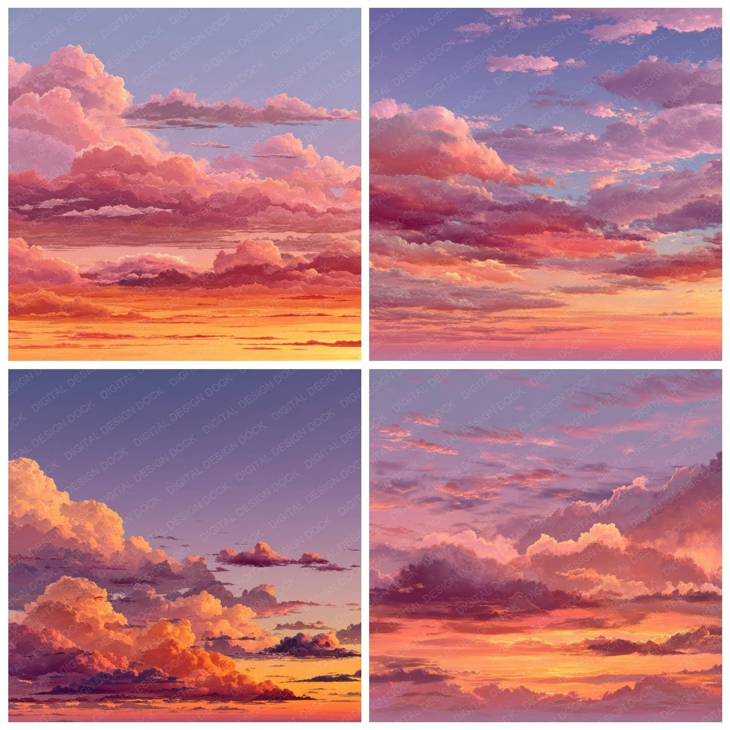 Warm Horizon Sunset Background Digital Paper Pack (DDD000280)