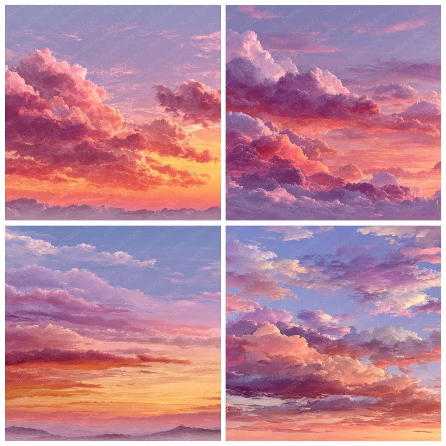 Warm Horizon Sunset Background Digital Paper Pack (DDD000280)
