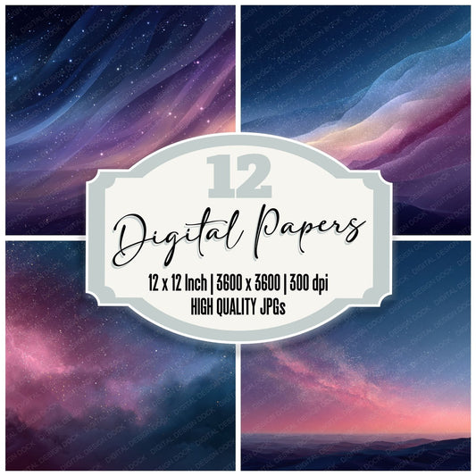 Abstract Cosmic Gradient Background Digital Paper Pack (DDD000281)