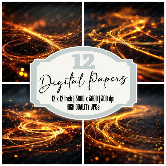 Chaotic Fire Light Trails Background Digital Paper Pack (DDD000282)