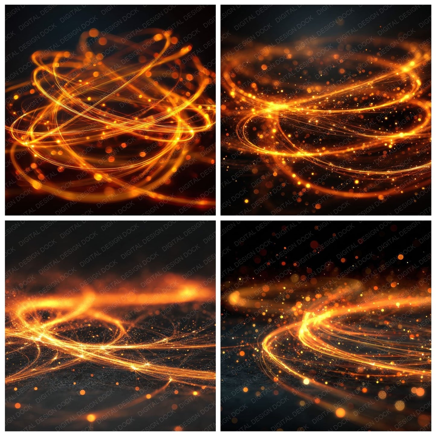 Chaotic Fire Light Trails Background Digital Paper Pack (DDD000282)