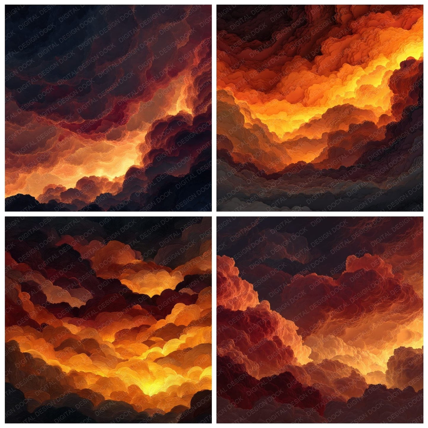 Fire Cloud Overhead Background Digital Paper Pack (DDD000286)