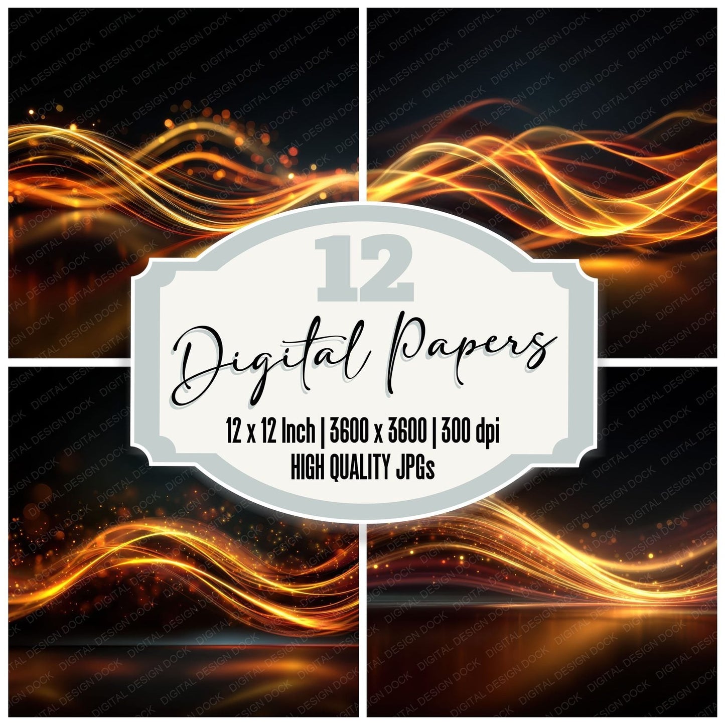Fire Ribbon Light Background Digital Paper Pack (DDD000287)