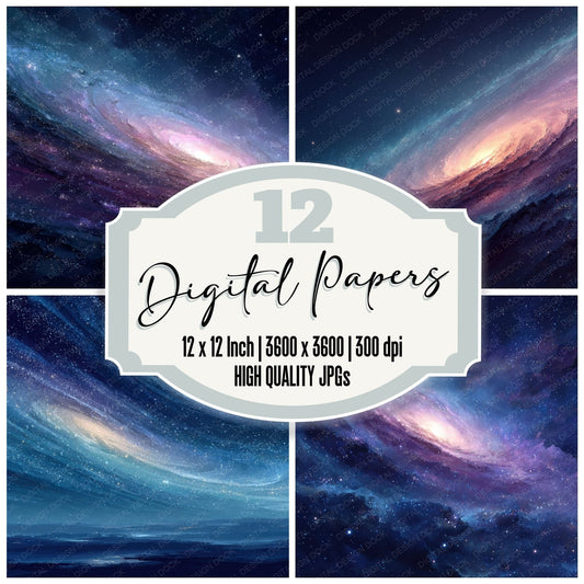 Spiral Galaxy Space Background Digital Paper Pack (DDD000296)