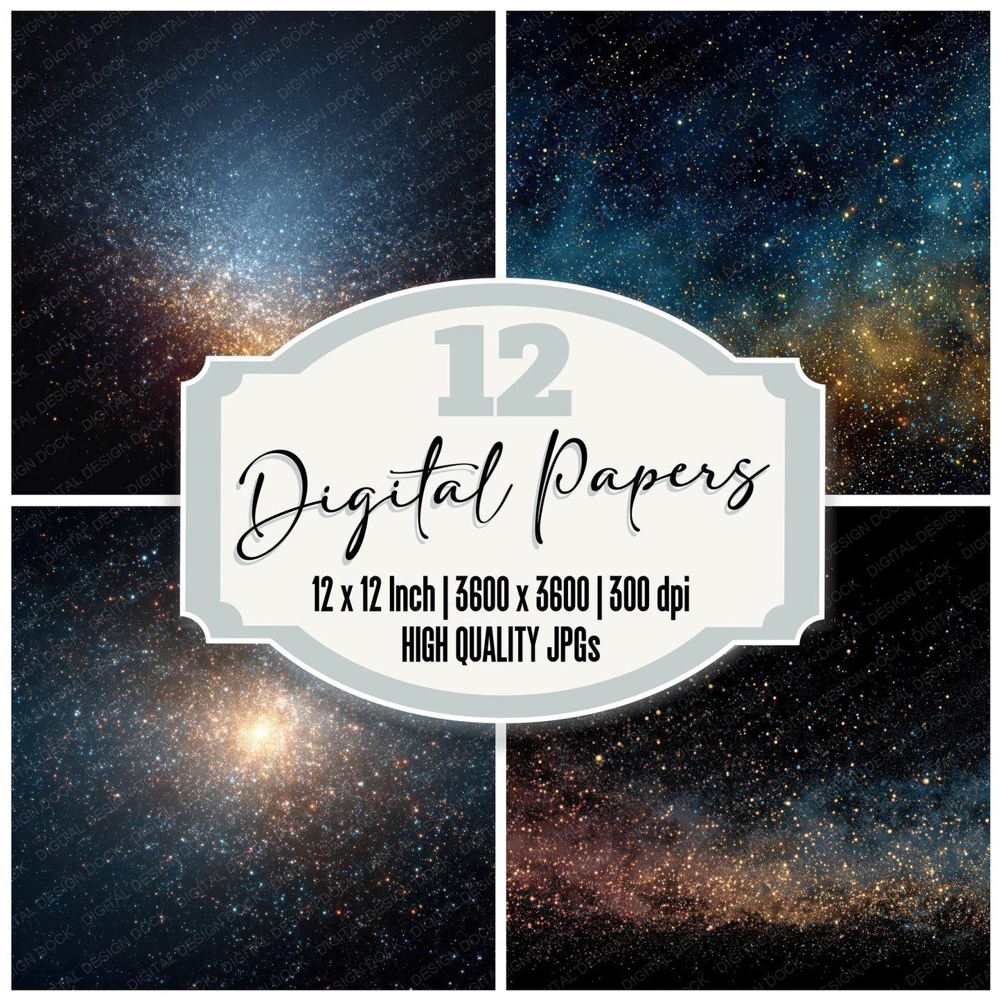 Star Cluster Space Background Digital Paper Pack (DDD000297)