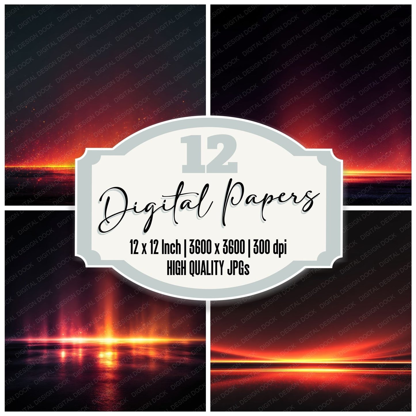 Subtle Fire Glow Background Digital Paper Pack (DDD000298)
