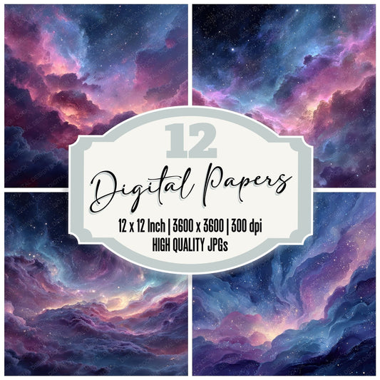 Vivid Nebula Space Background Digital Paper Pack (DDD000300)