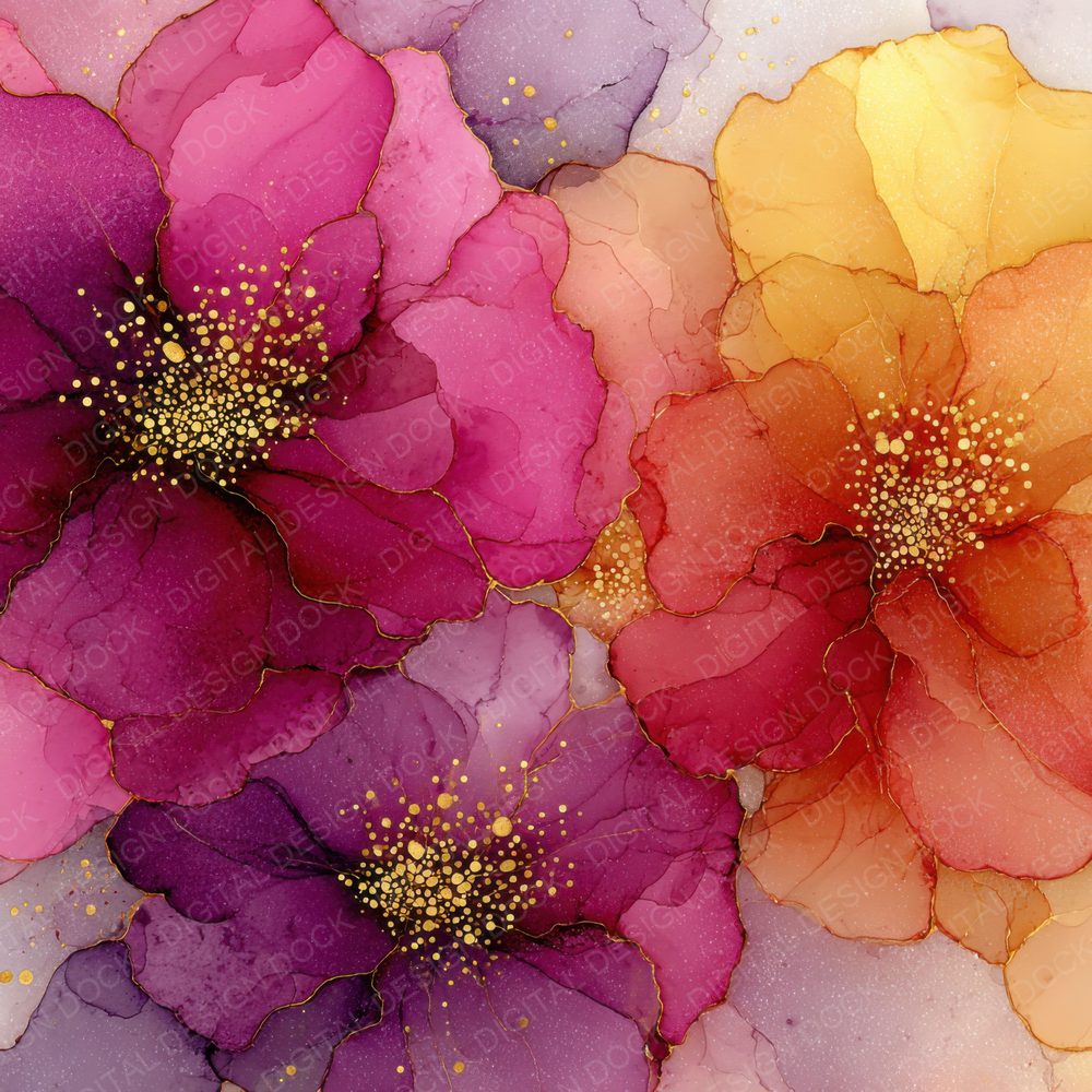 Coral Magenta Alcohol Ink Background Digital Paper Pack (DDD000302)