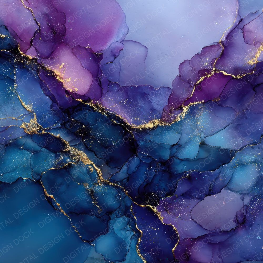Dark Indigo Alcohol Ink Background Digital Paper Pack (DDD000303)