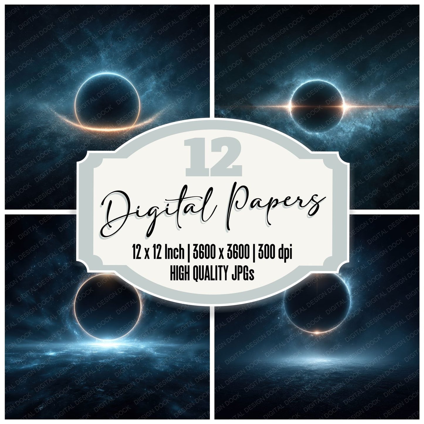 Eclipse Halo Space Background Digital Paper Pack (DDD000304)